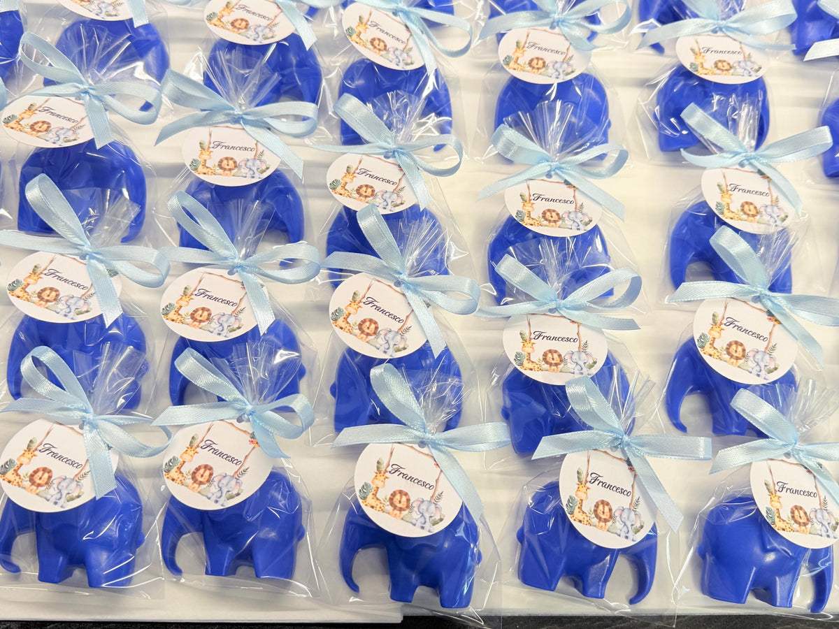 SAPONE "ELEFANTINO" con sacchetto trasparente e tag personalizzato
