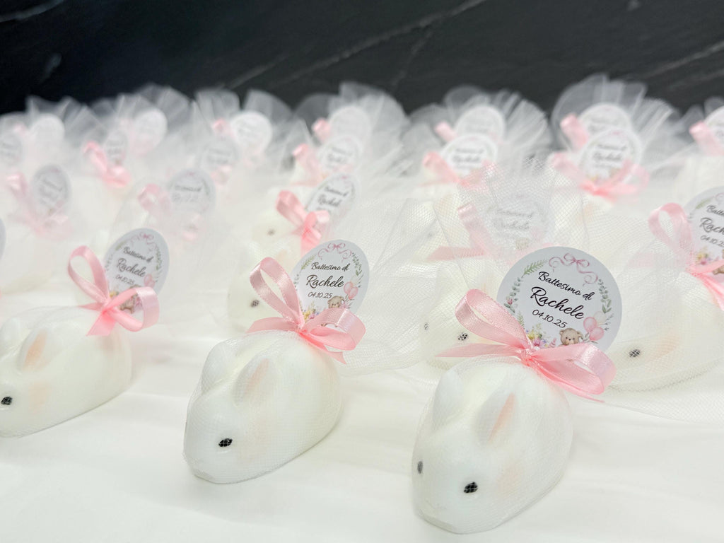 SAPONE "CONIGLIETTO" PERSONALIZZATO con tulle e tag personalizzato