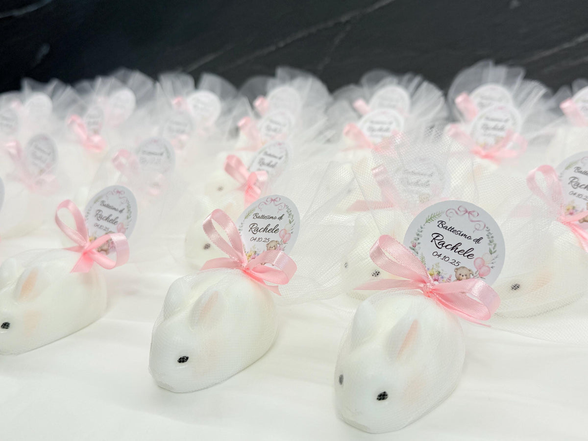 SAPONE "CONIGLIETTO" PERSONALIZZATO con tulle e tag personalizzato