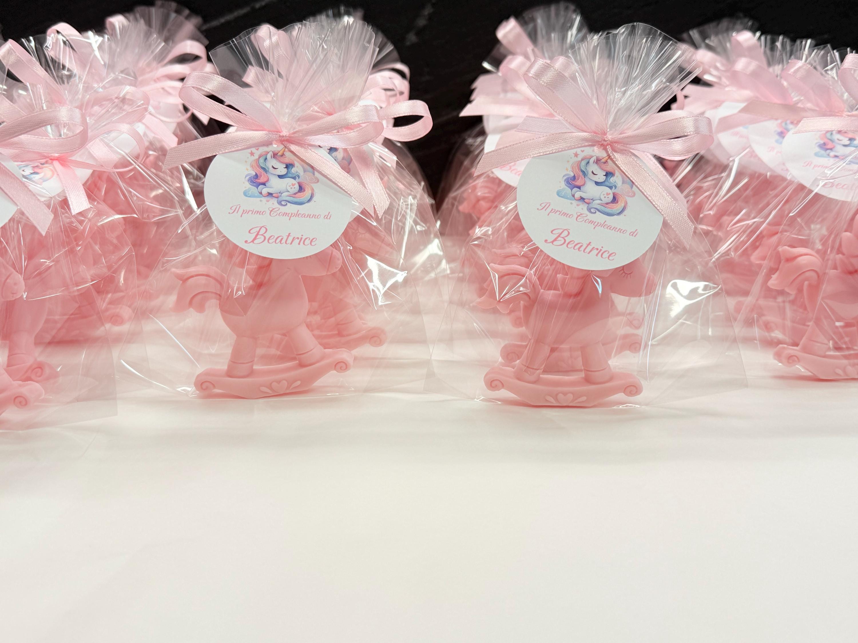 SAPONE UNICORNO a DONDOLO con sacchetto trasparente e tag personalizzato