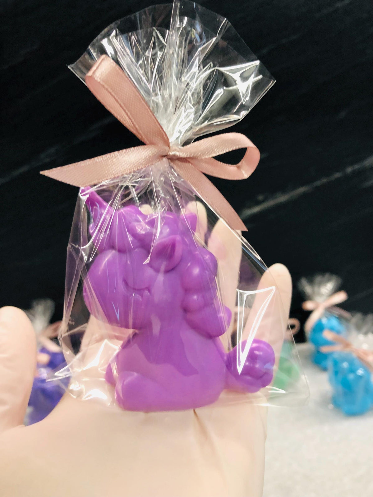 SAPONE "UNICORNO" con sacchetto trasparente e tag personalizzato
