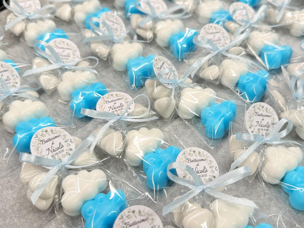 "2 NUVOLETTE" SOAP with transparent bag, 5 heart-shaped confetti, and personalized tag