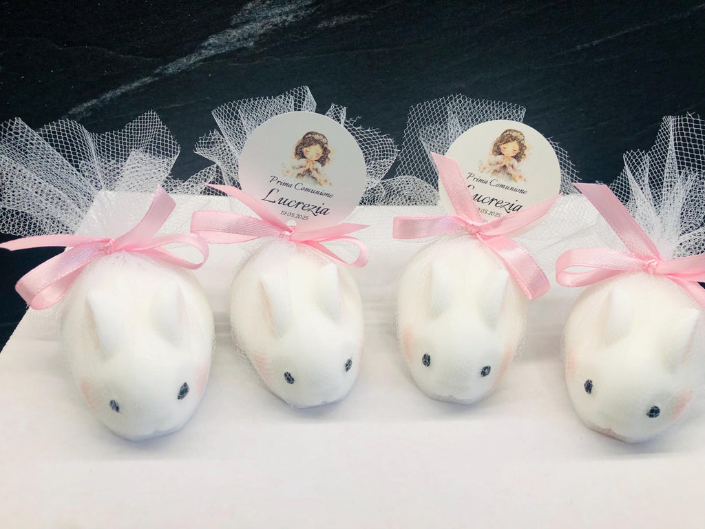 SAPONE "CONIGLIETTO" PERSONALIZZATO con tulle e tag personalizzato