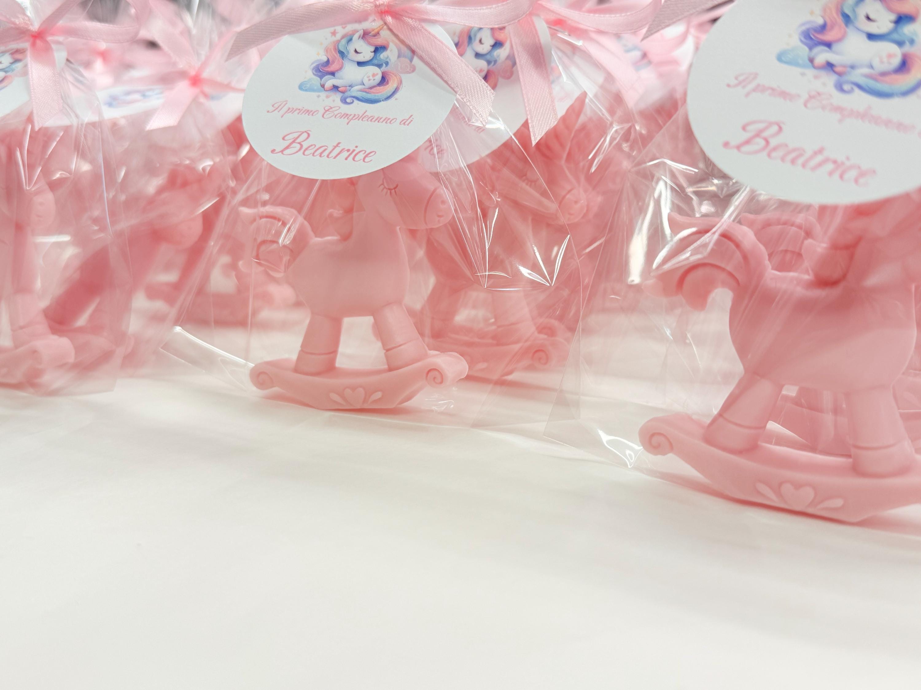 SAPONE UNICORNO a DONDOLO con sacchetto trasparente e tag personalizzato