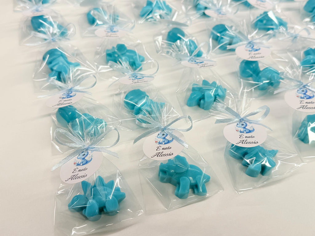Mini "DINOSAUR" soaps with clear bag and personalized tag