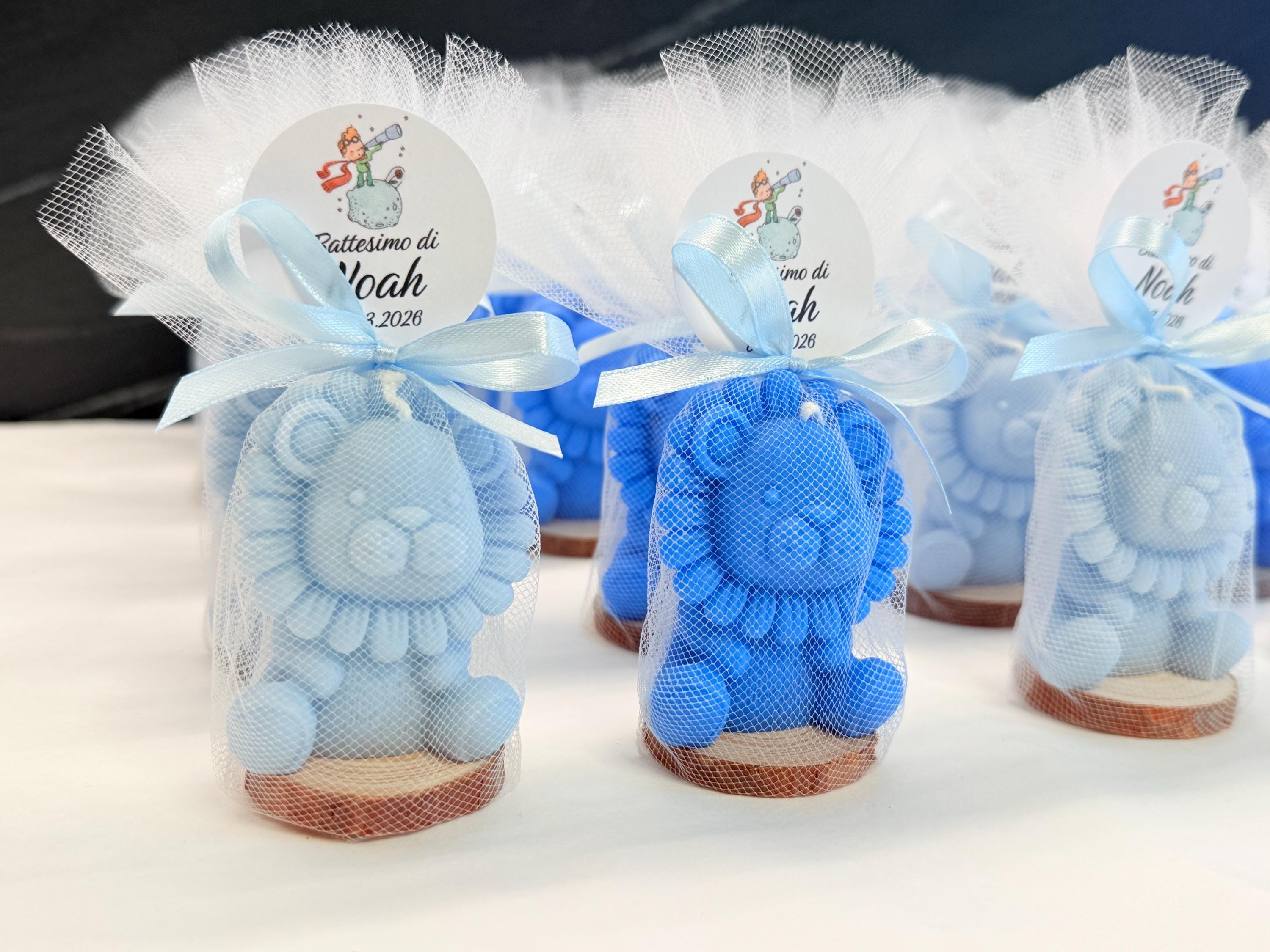 CANDELA "LEONCINO" Profumata con tulle e tag personalizzato