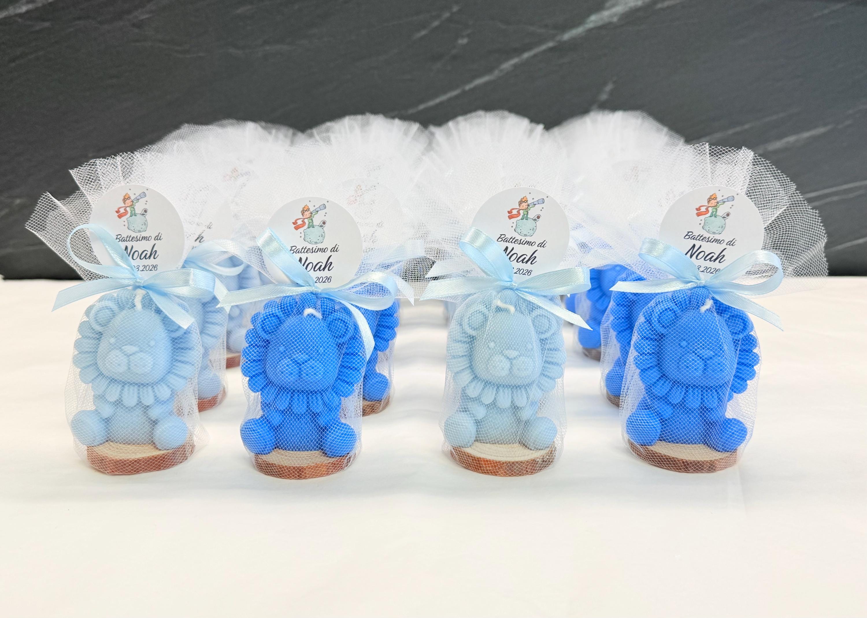CANDELA "LEONCINO" Profumata con tulle e tag personalizzato
