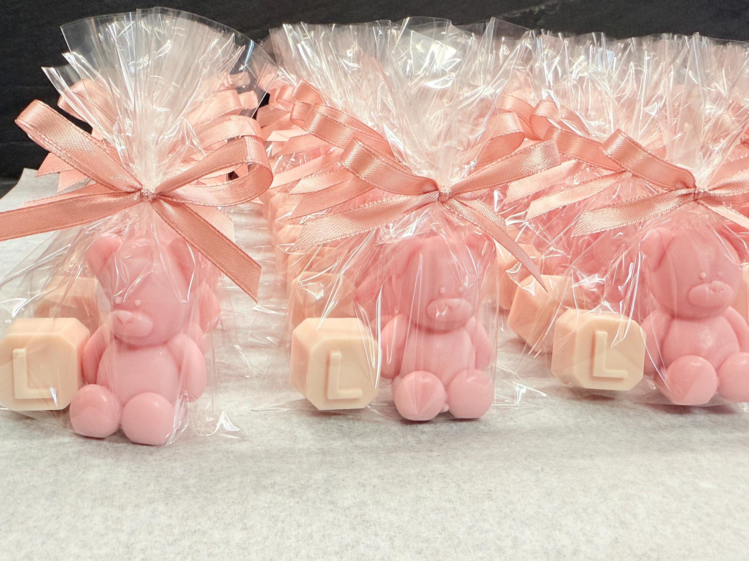 "TEDDY BEAR + LETTER" SOAP with clear bag and personalized tag
