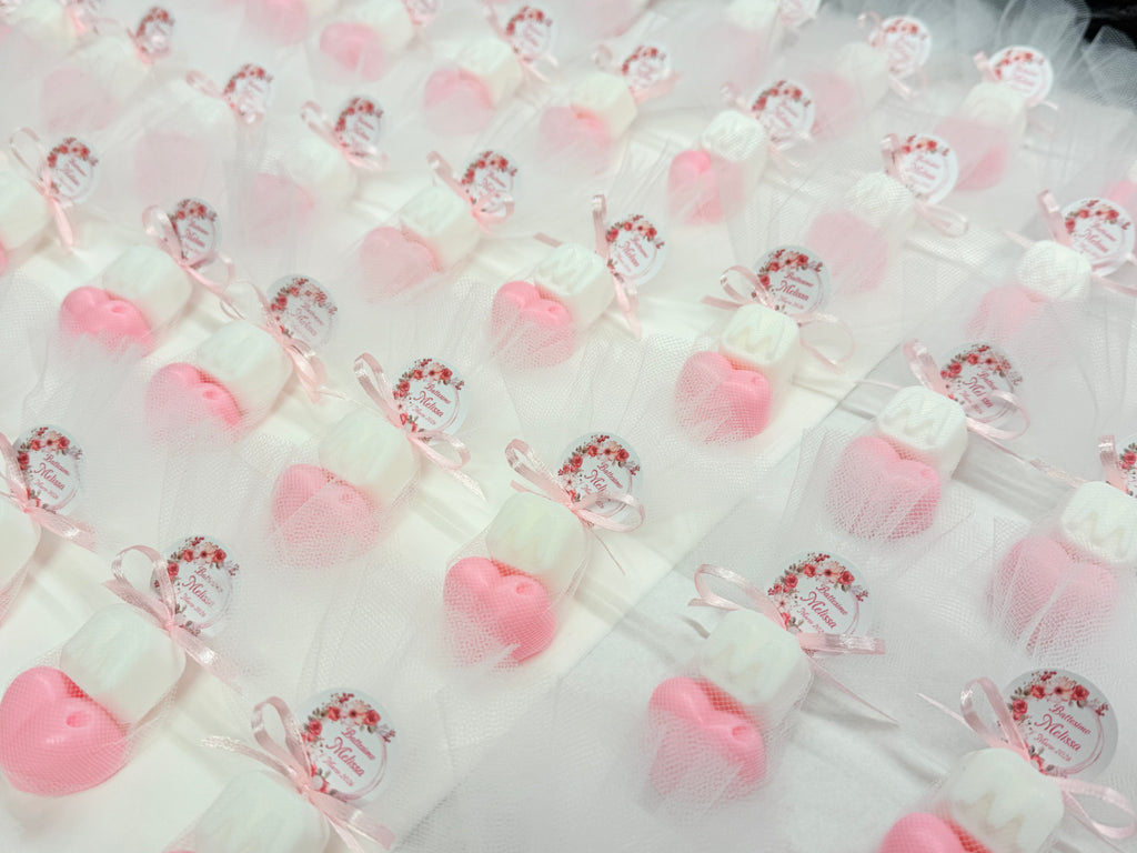 Heart-shaped Soap + Letter with Tulle, Confetti, and Personalized Tag