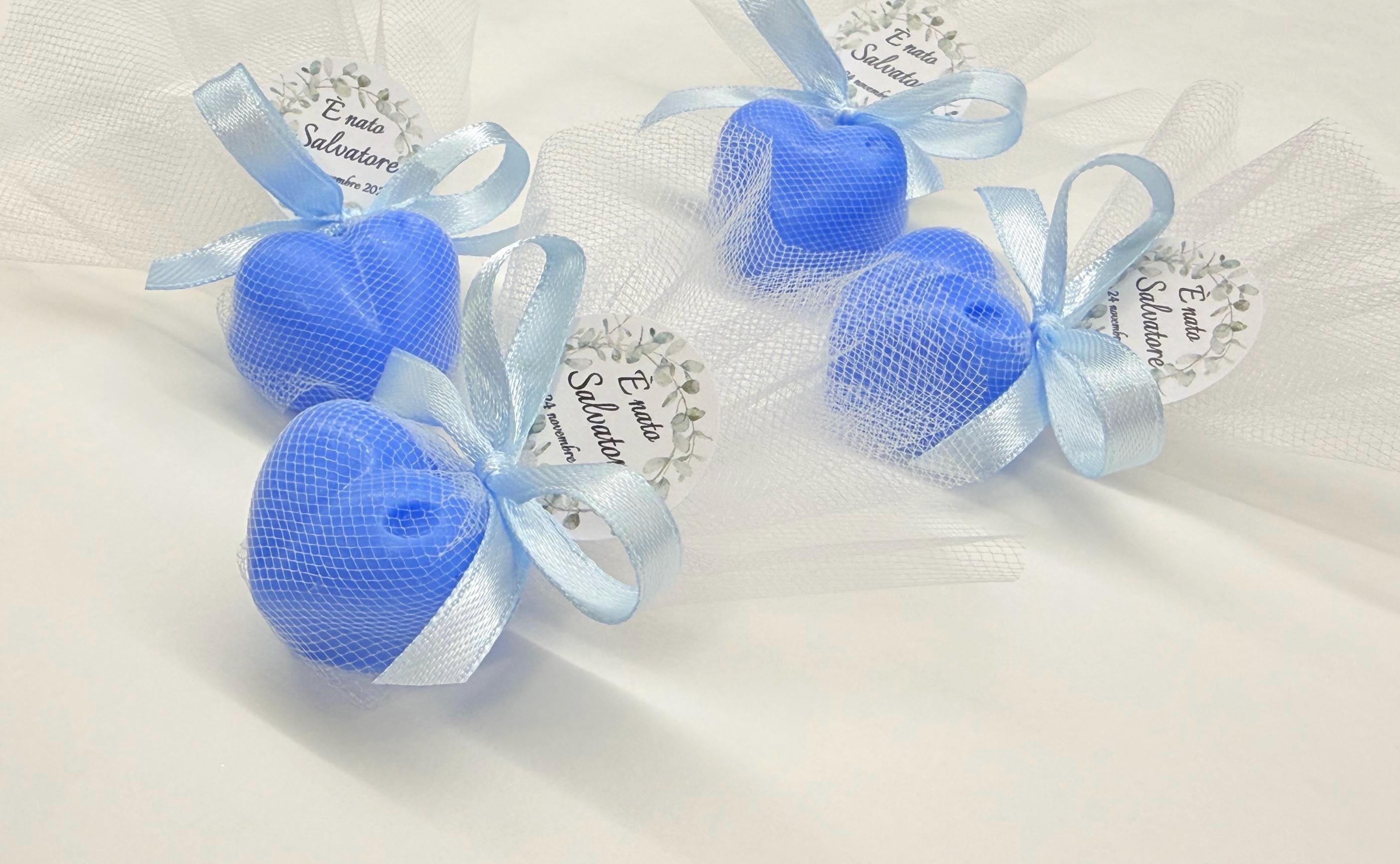 SAPONE "CUORICINO" con tulle e tag personalizzato