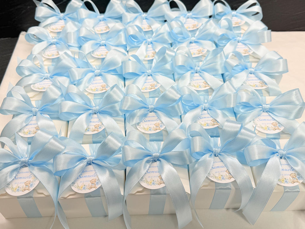 SAPONE "ANIMALETTI + LETTERA" con scatola, 7 Confetti cuoricino e tag personalizzato