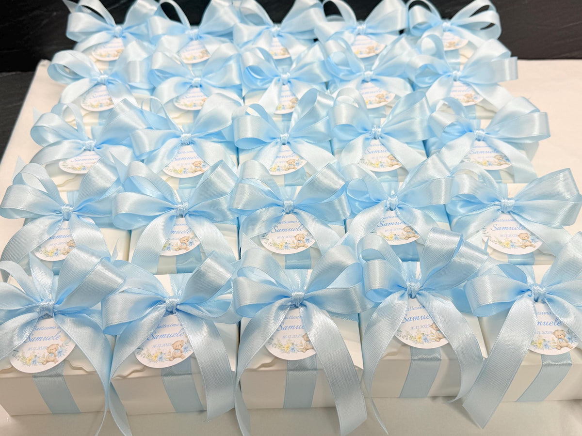 SAPONE "ANIMALETTI + LETTERA" con scatola, 7 Confetti cuoricino e tag personalizzato