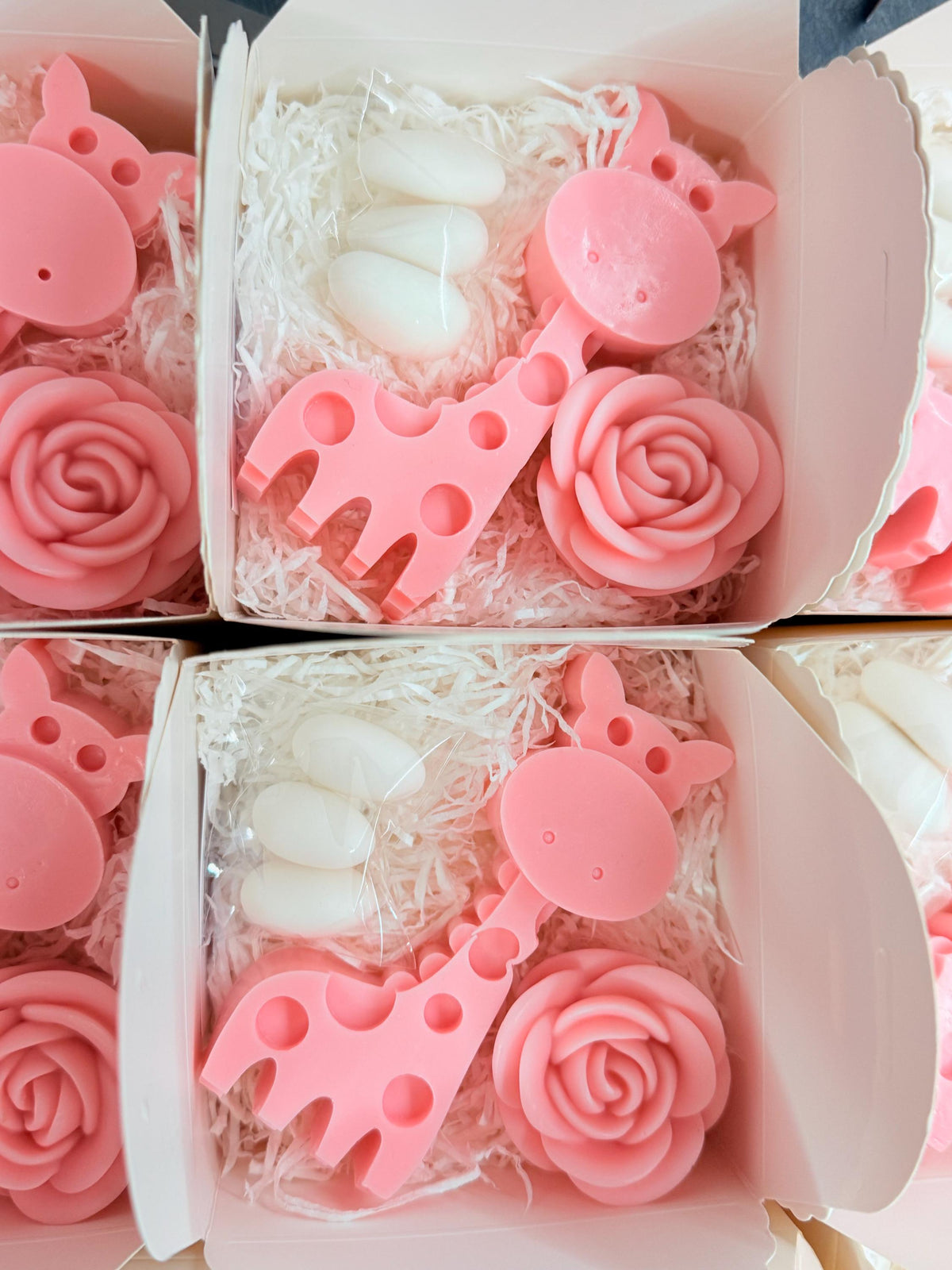 SAPONE "GIRAFFA+ ROSA" con scatola,confetti e tag personalizzato