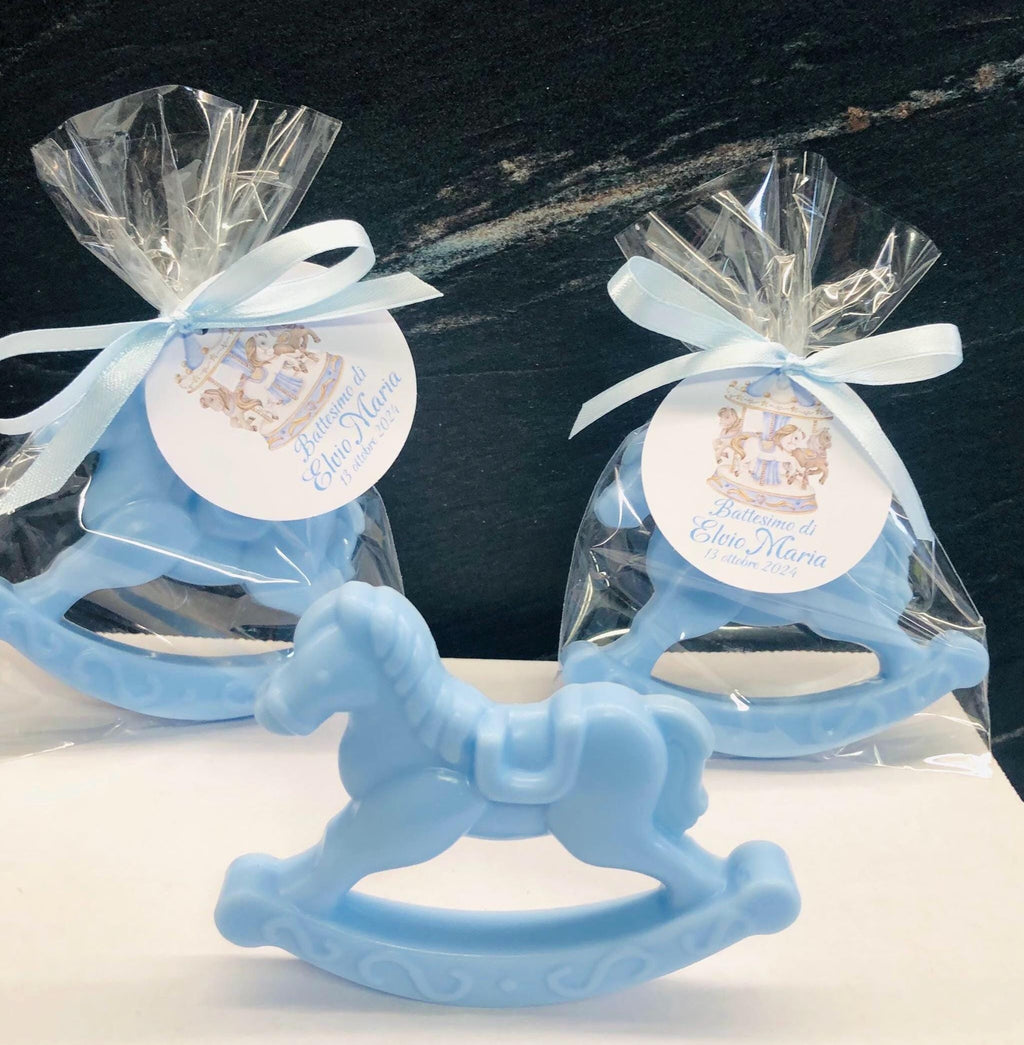 Savon "CHEVAL à BASCLUE" avec sachet transparent et étiquette personnalisée