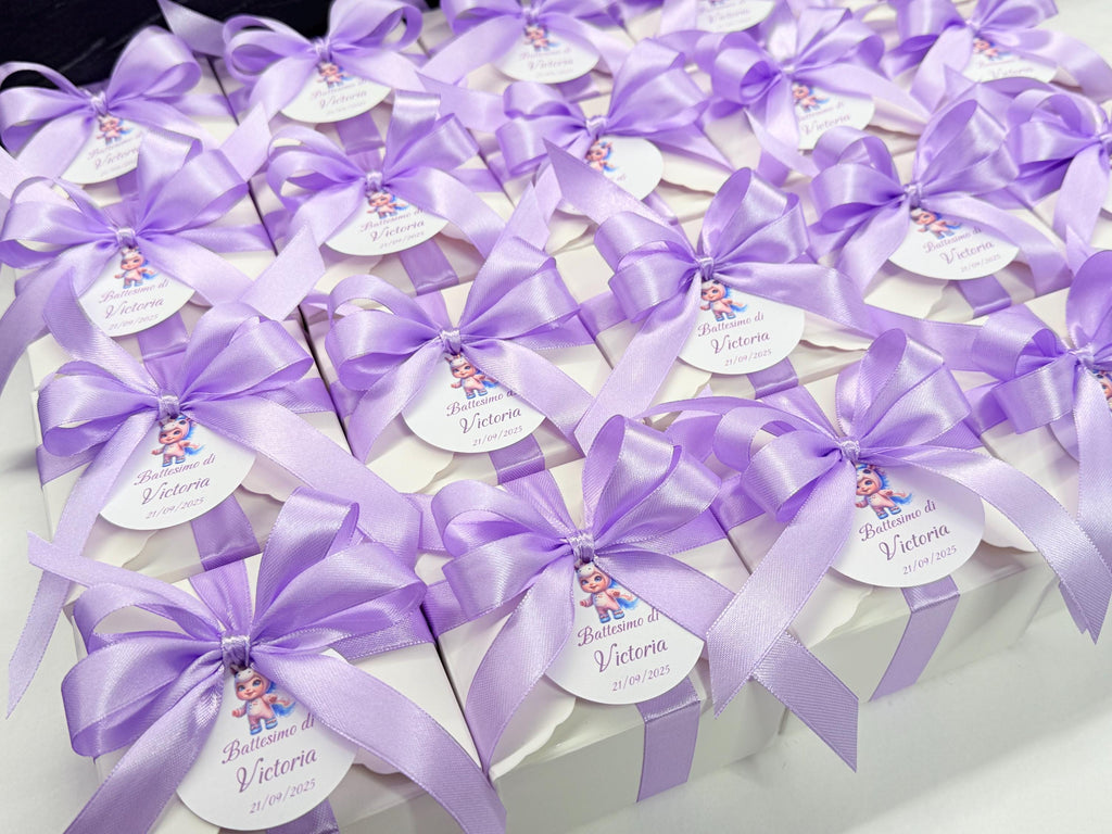 CANDELA "LEONCINO" INODORE con scatola, confetti e Tag Personalizzato