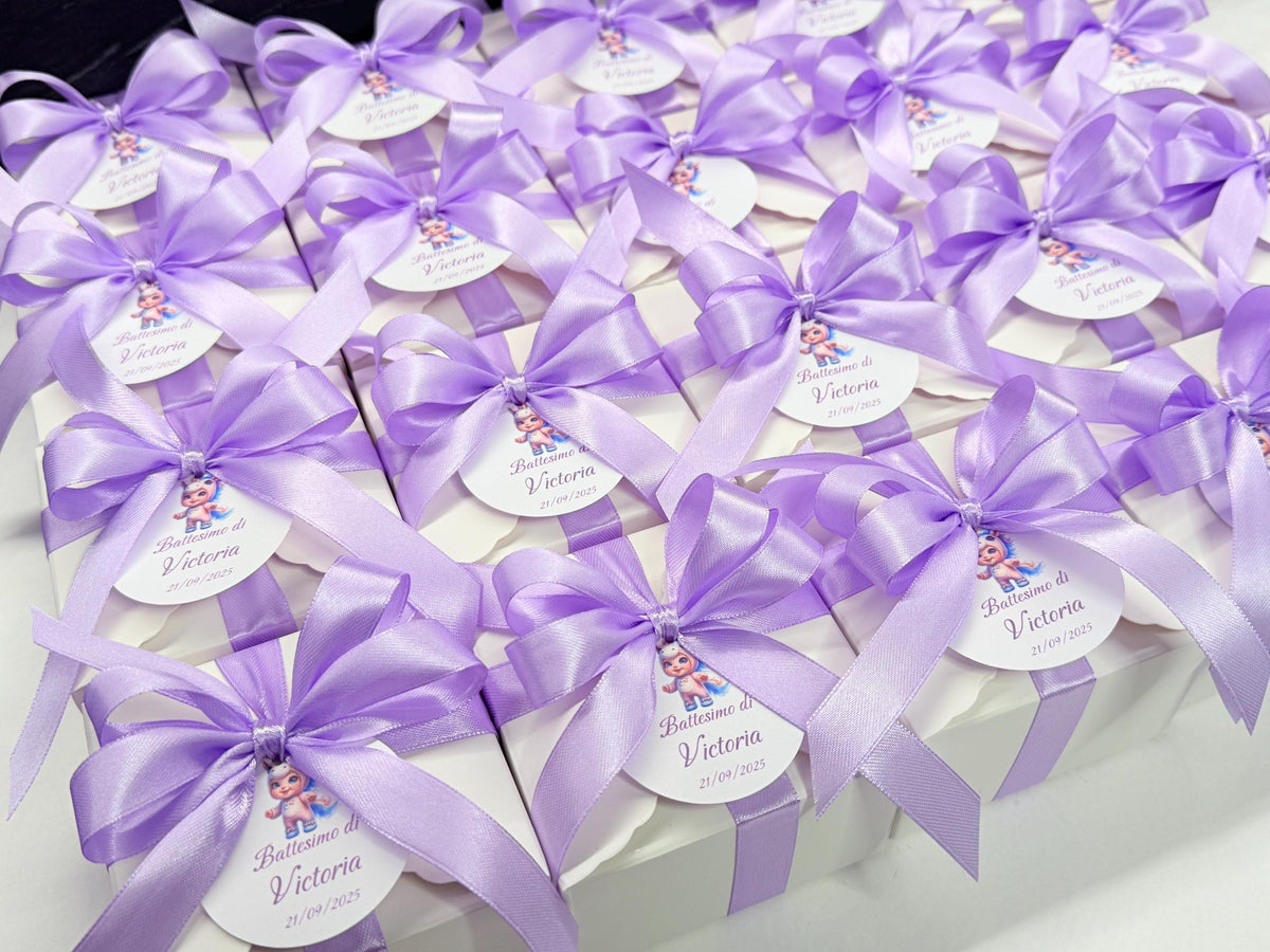 CANDELA "LEONCINO" INODORE con scatola, confetti e Tag Personalizzato