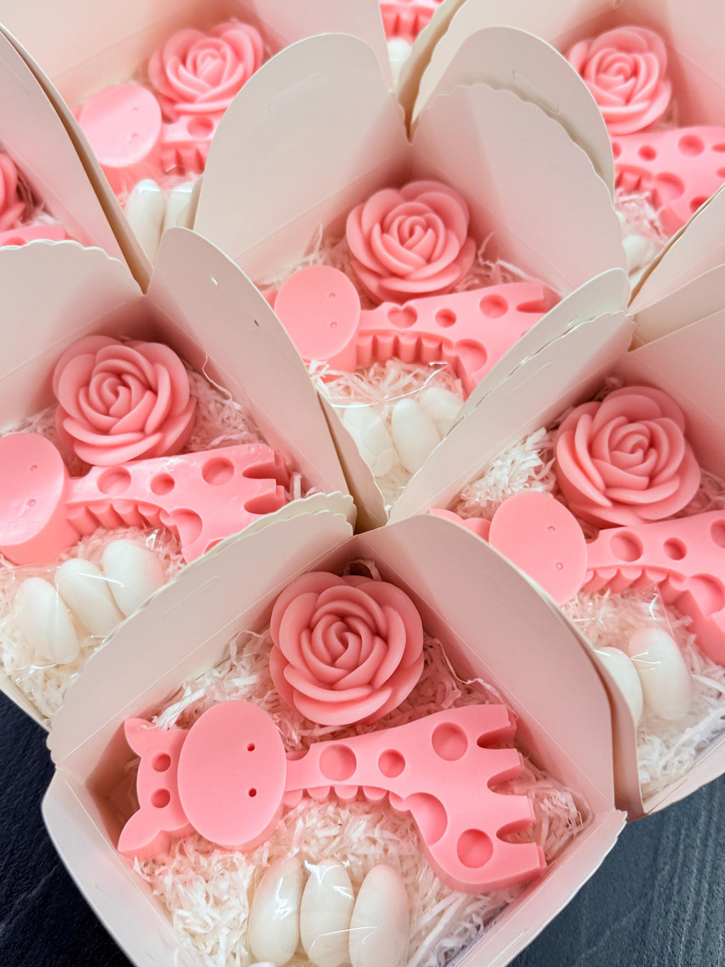 SAPONE "GIRAFFA+ ROSA" con scatola,confetti e tag personalizzato