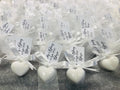 SAVON en forme de Cœur avec tulle/MARQUE-PLACE MARIAGE/petits savons/marque-place personnalisé/petits cadeaux pour les invités