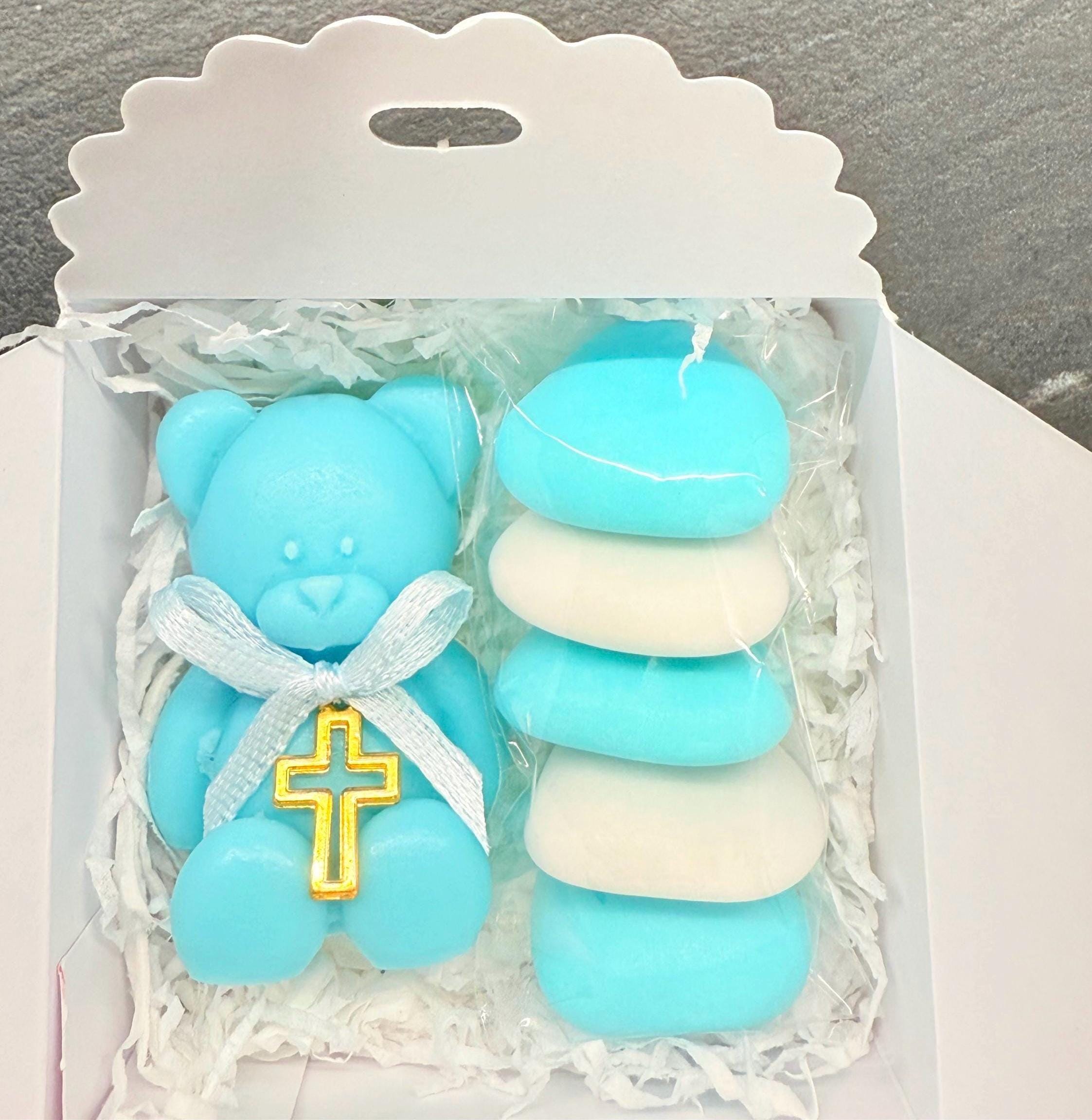 Savon "OURSON" avec boîte, dragées et étiquette personnalisée
