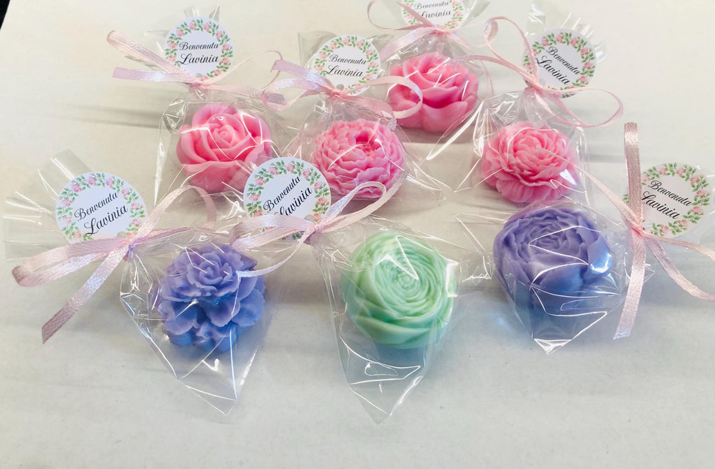 SAPONE MIX "PICCOLI FIORI" con sacchetto trasparente e tag personalizzato