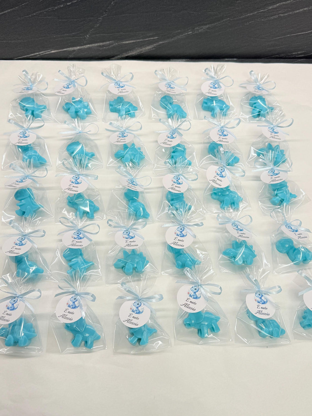 Mini "DINOSAUR" soaps with clear bag and personalized tag