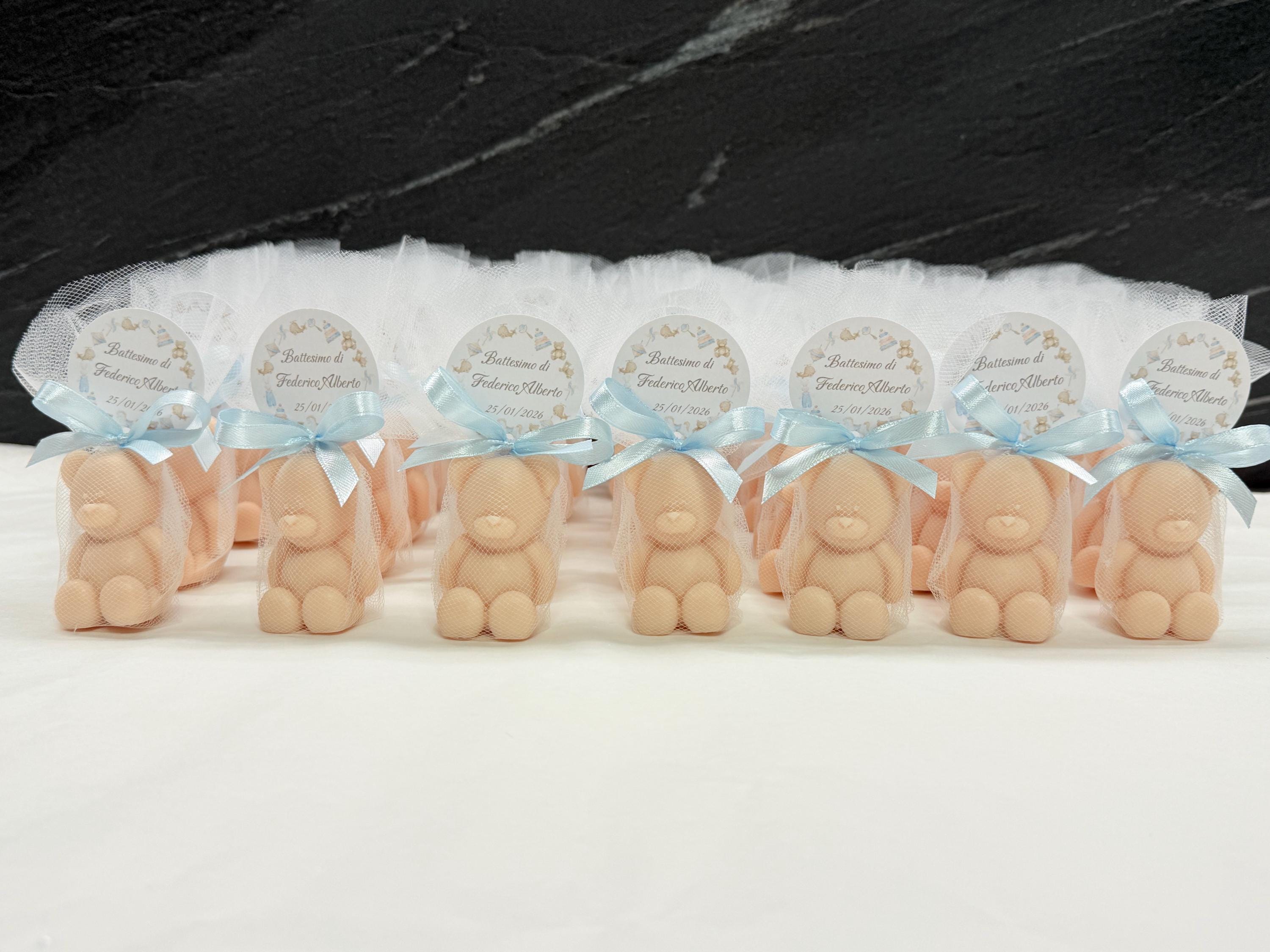 SAPONE "ORSETTO" con tulle e tag personalizzato