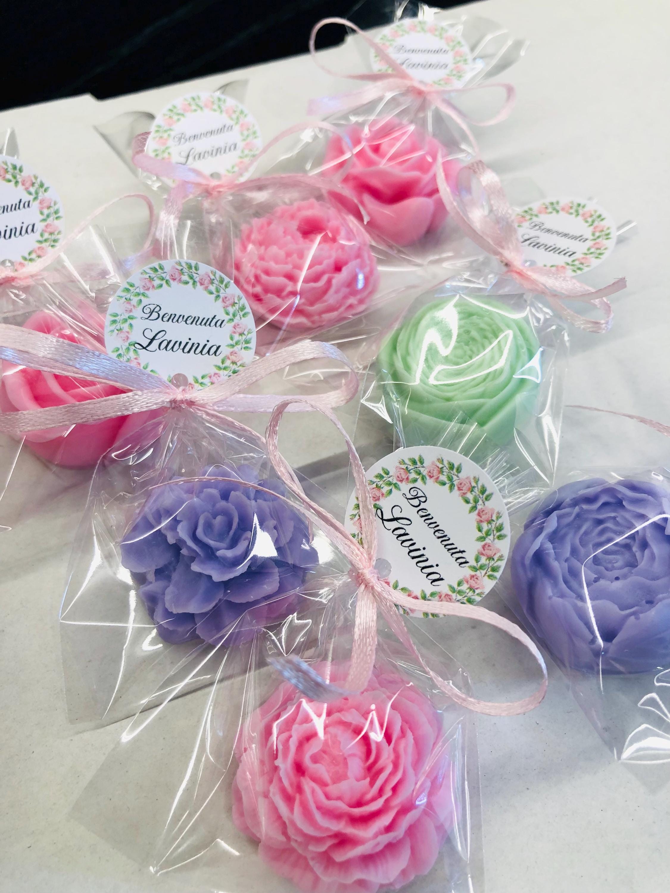 SAPONE MIX "PICCOLI FIORI" con sacchetto trasparente e tag personalizzato