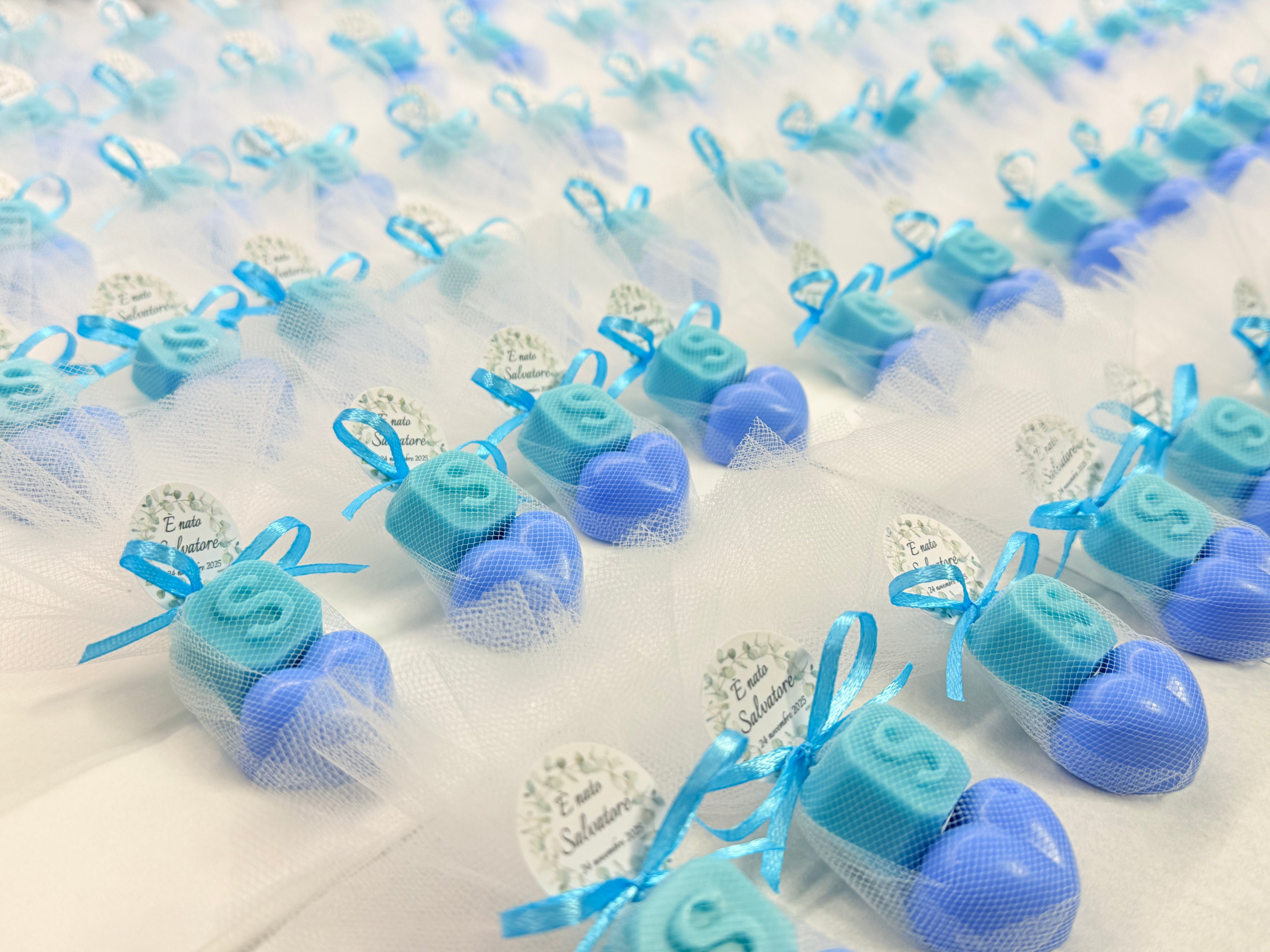 Sapone "CUORICINO + LETTERA" con Tulle e Tag Personalizzato