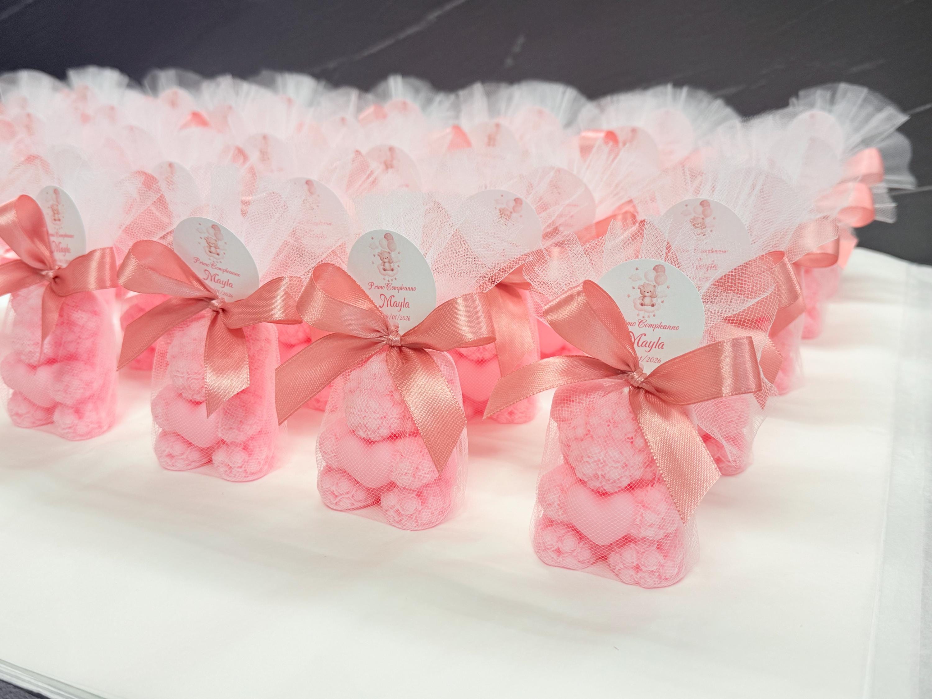 "BEAR CUB" UNSCENTED CANDLE with tulle and personalized tag