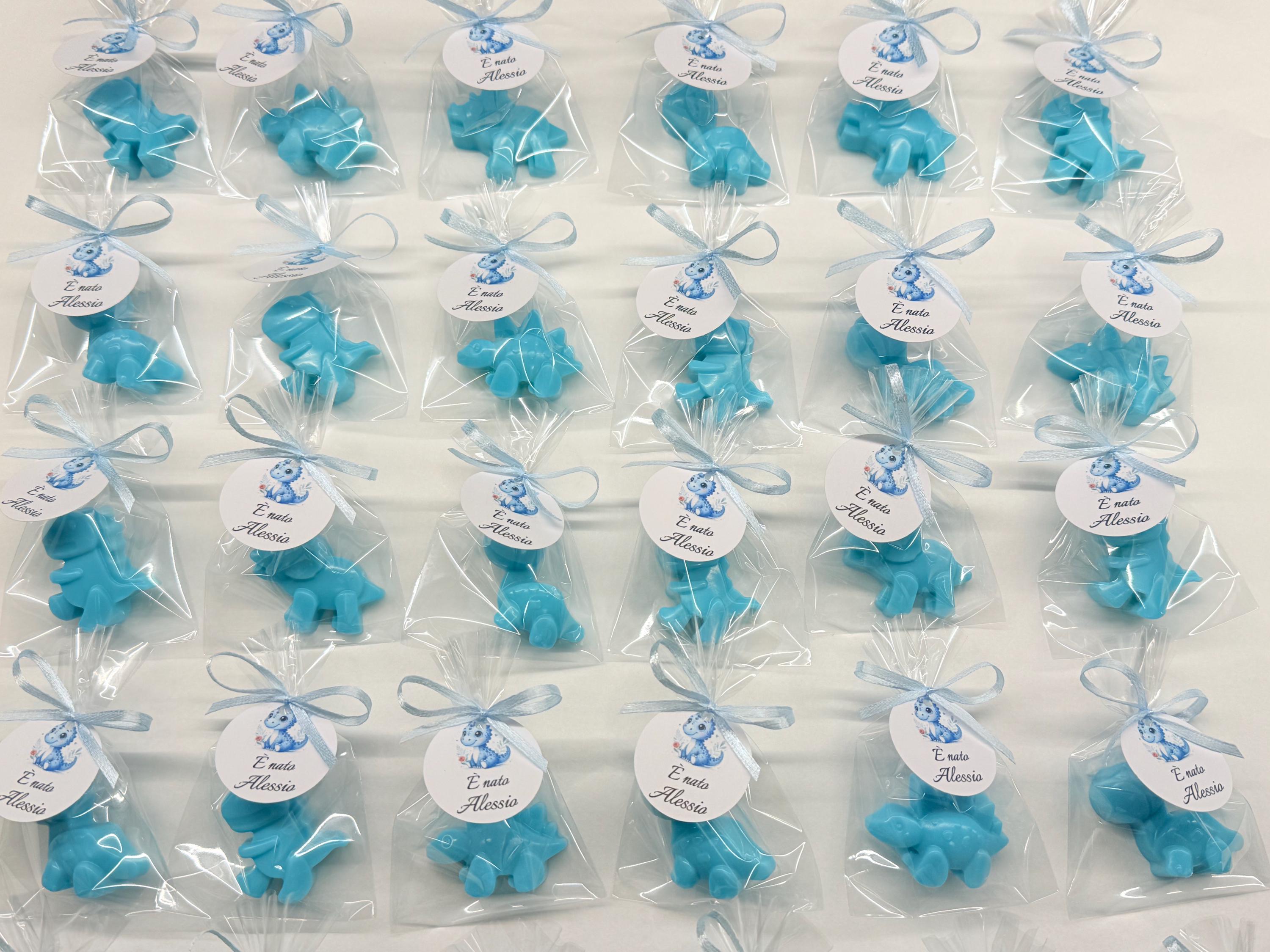 Mini "DINOSAUR" soaps with clear bag and personalized tag
