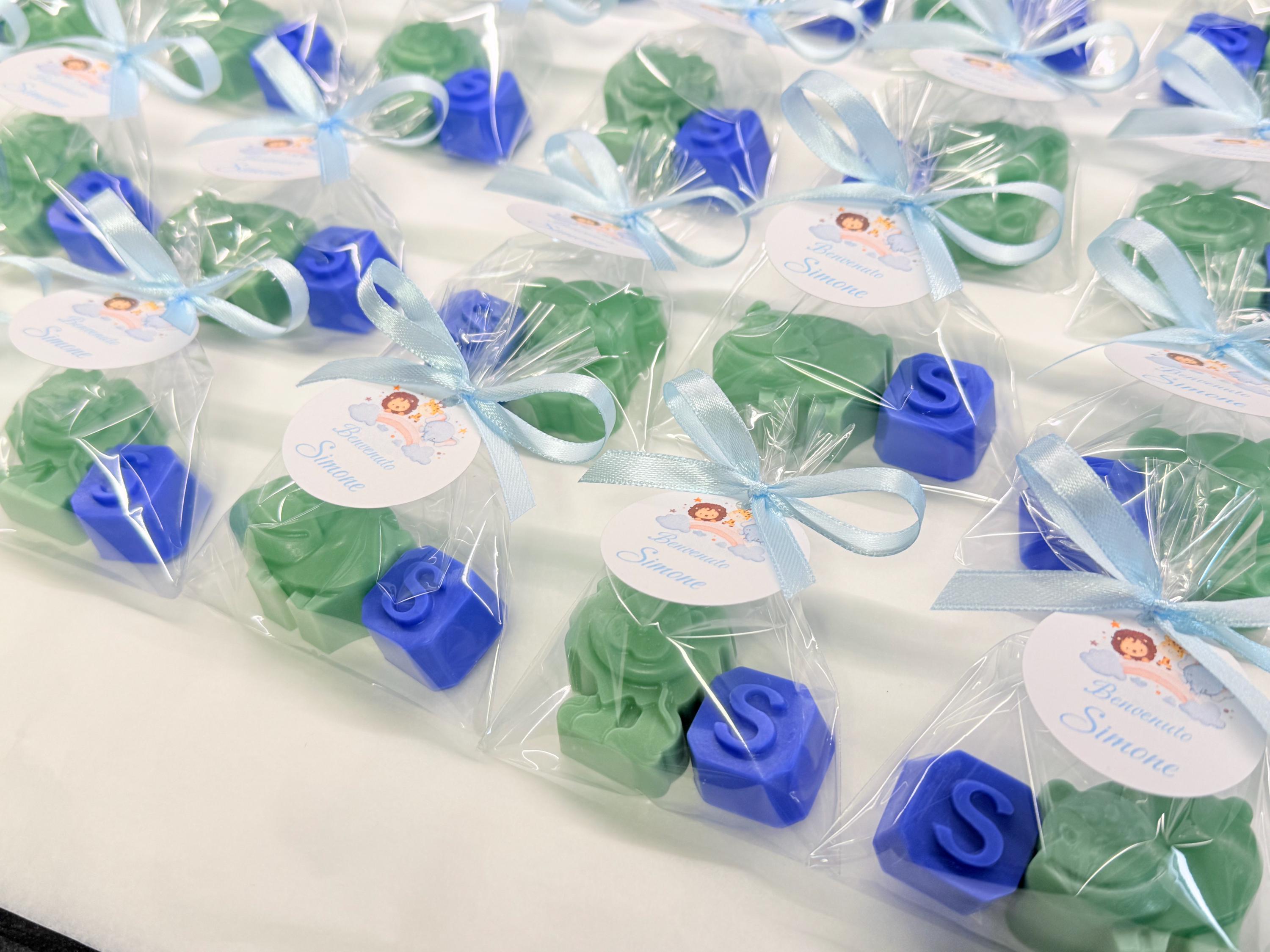 SAVON "PETITS ANIMAUX + LETTRE" avec sachet transparent et étiquette personnalisée
