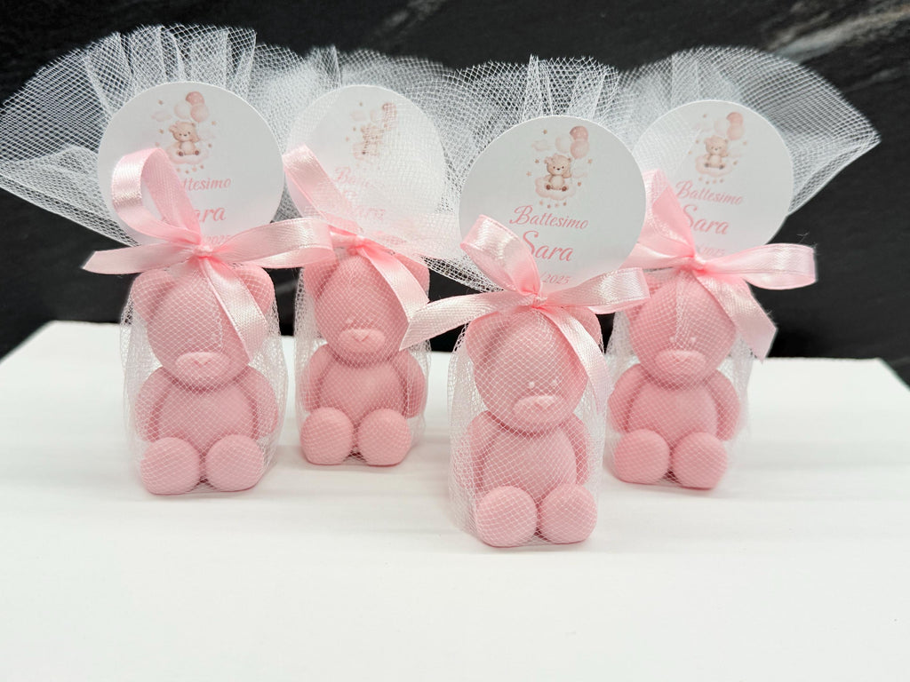 SAPONE "ORSETTO" con tulle e tag personalizzato