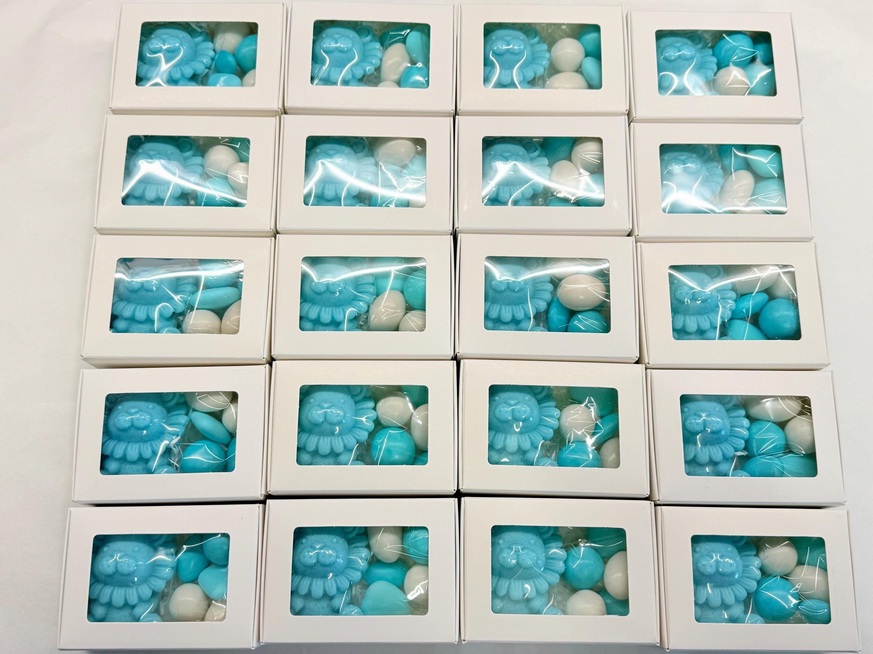 SAPONE "LEONCINO" PERSONALIZZATO con scatola, confetti e tag adesivo personalizzato