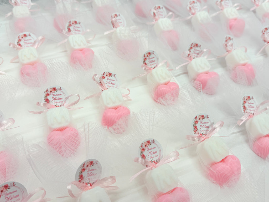 Heart-shaped Soap + Letter with Tulle, Confetti, and Personalized Tag