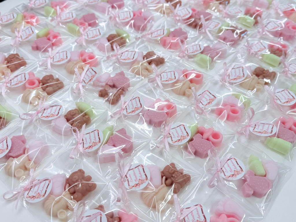 Mix of 3 mini BIRTH soaps with clear bag and personalized tag