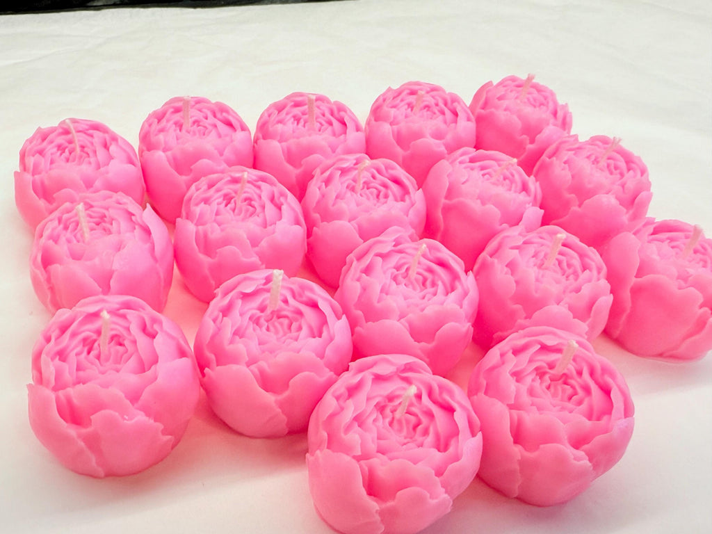 PEONY BUD CANDLE unscented with clear bag and custom tag/wedding/birthday/christening/birth/confirmation/graduation