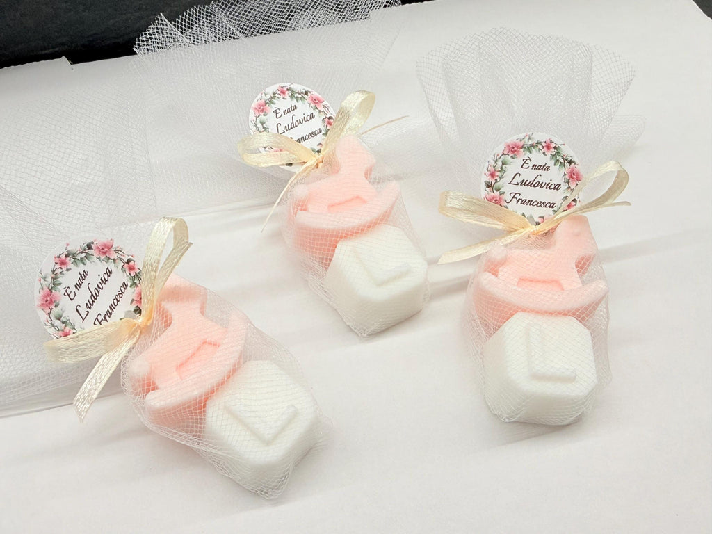 MINI SOAP "ROCKING HORSE + LETTER" with tulle and personalized tag