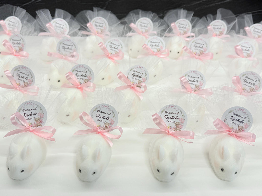 SAPONE "CONIGLIETTO" PERSONALIZZATO con tulle e tag personalizzato