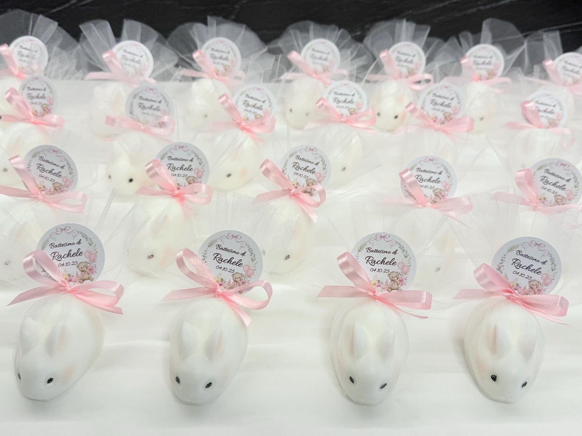 SAPONE "CONIGLIETTO" PERSONALIZZATO con tulle e tag personalizzato