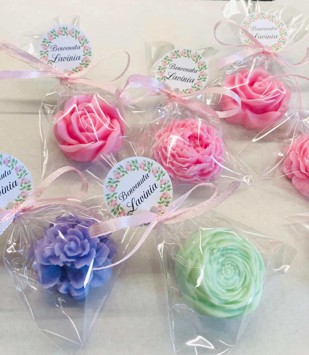 SAPONE MIX "PICCOLI FIORI" con sacchetto trasparente e tag personalizzato