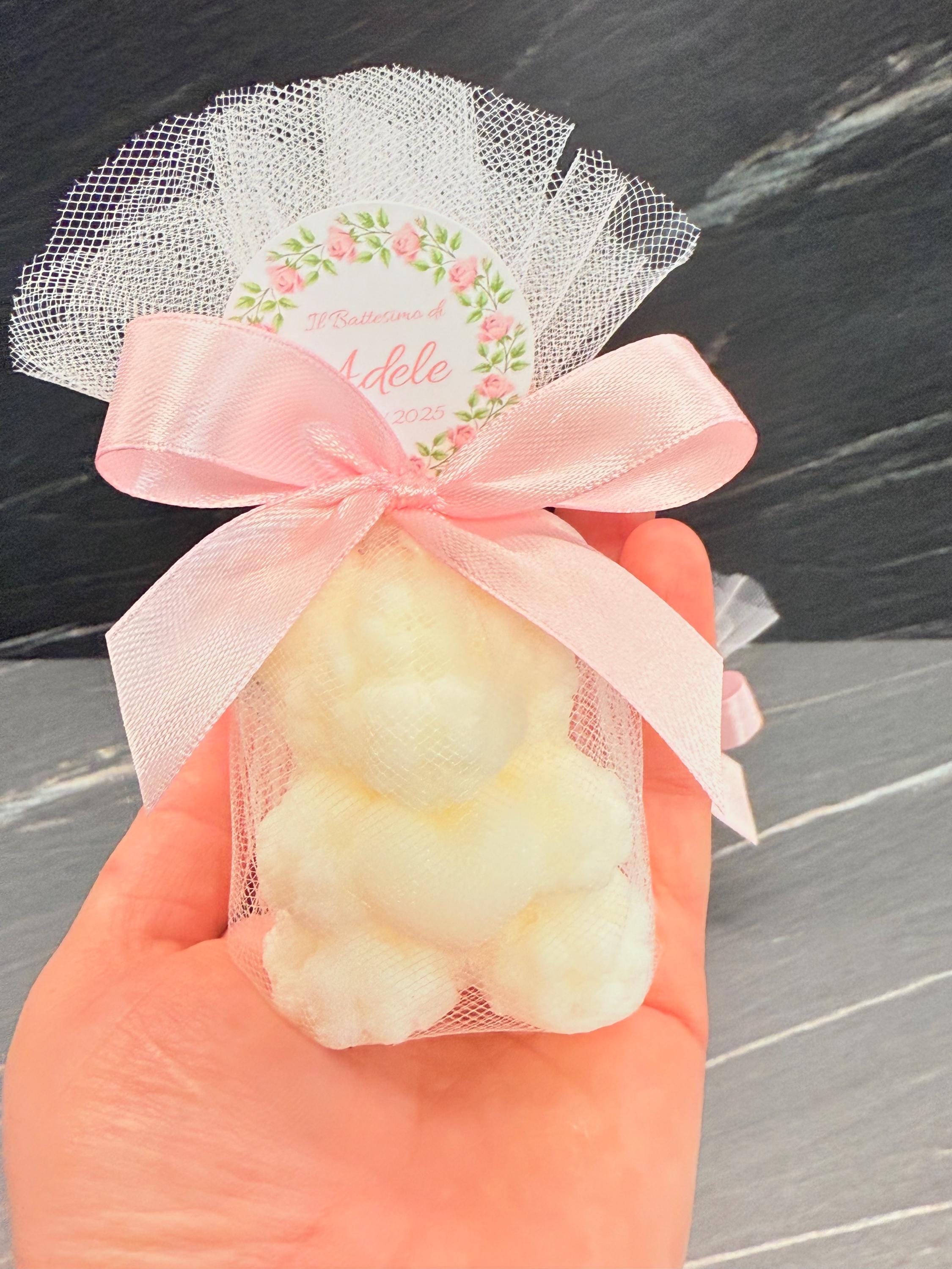 CANDELA "ORSETTO" PROFUMATA con tulle e tag personalizzato