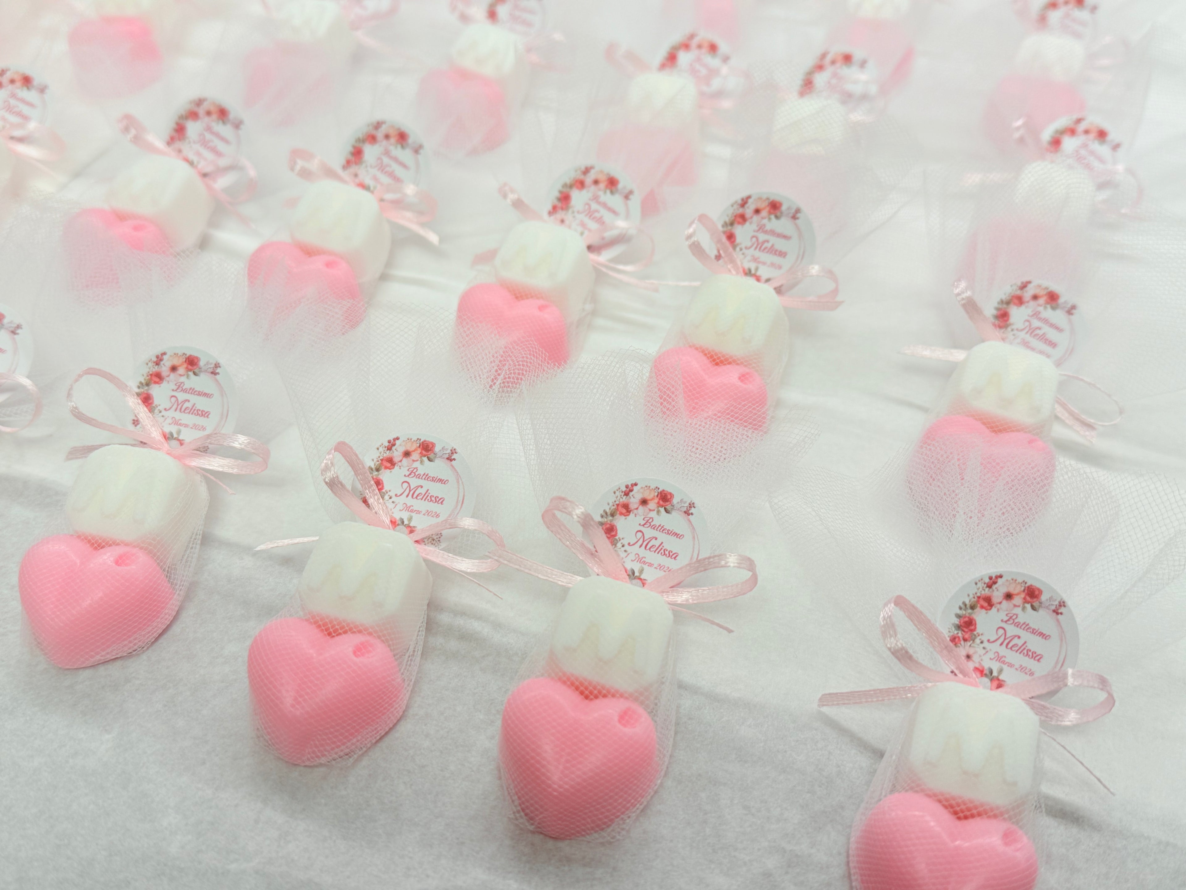 Sapone "CUORICINO + LETTERA" con Tulle e Tag Personalizzato