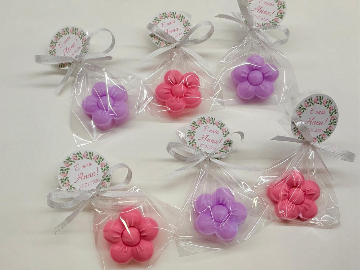 MINI SAPONE "FIORELLINO" Personalizzato, con sacchetto trasparente e tag personalizzato