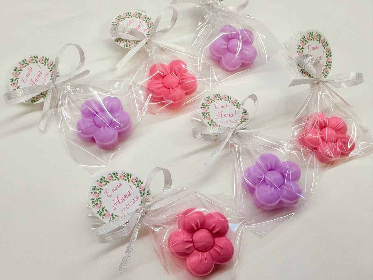 MINI SAPONE "FIORELLINO" Personalizzato, con sacchetto trasparente e tag personalizzato