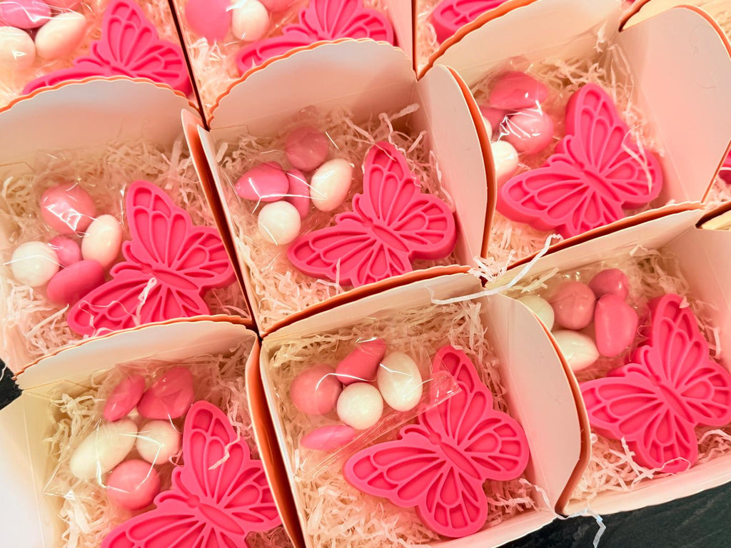 SAPONE "FARFALLA ORIGAMI" con scatola, confetti e tag personalizzato