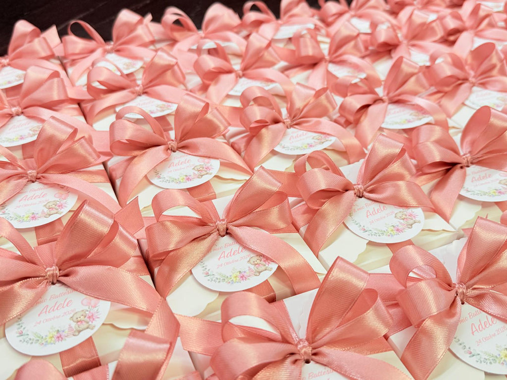 CANDELA Profumata "ORSETTO GRANDE + CAMPANELLINO" con Scatola, Confetti e Tag Personalizzato