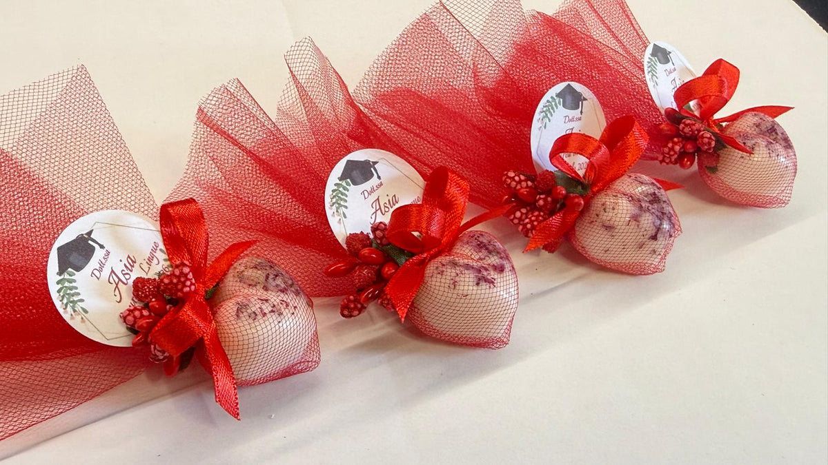 SEGNAPOSTO LAUREA "CUORICINO BIANCO" in Cera di Soia, con Tulle e Tag Personalizzato