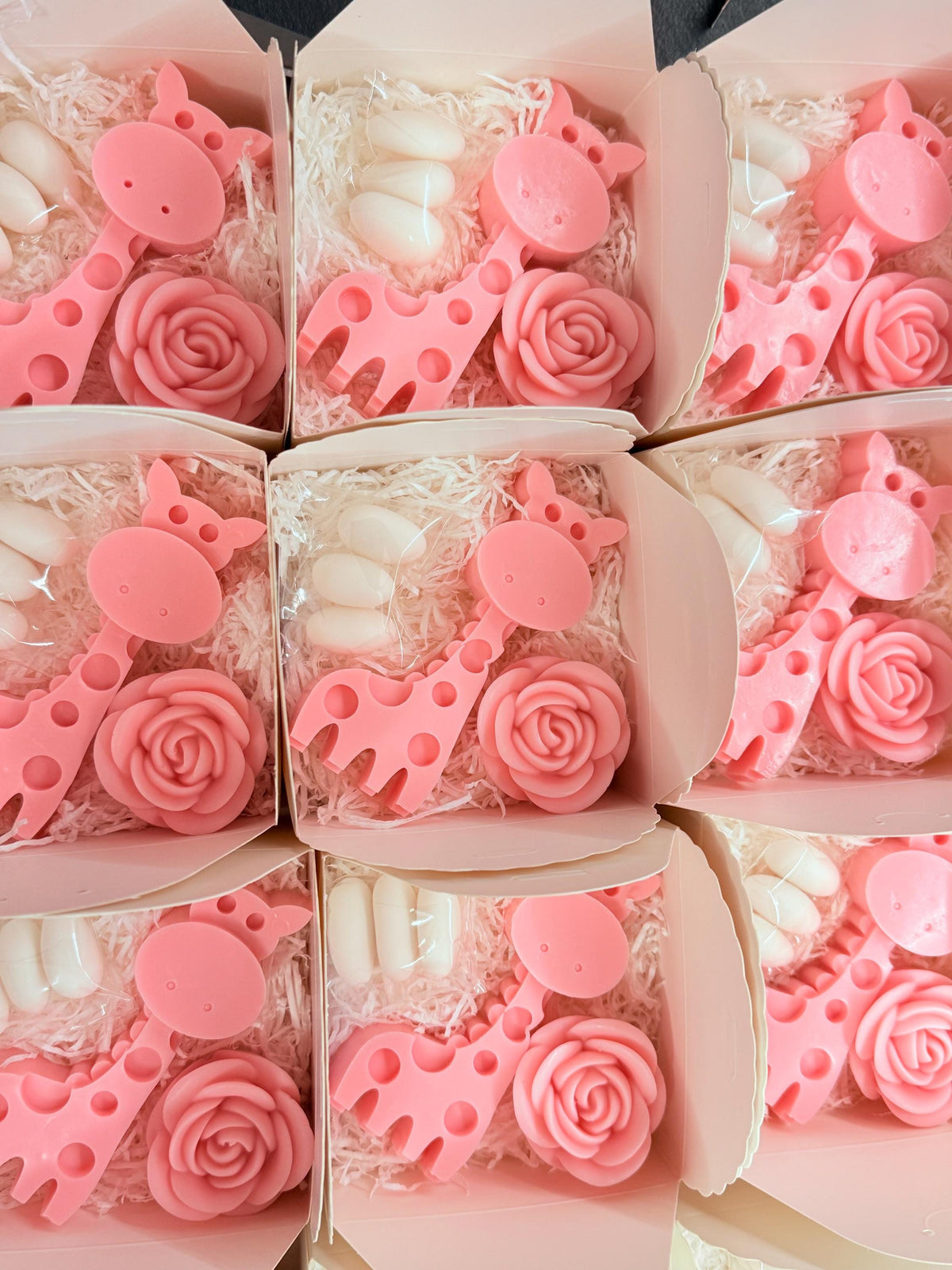SAPONE "GIRAFFA+ ROSA" con scatola,confetti e tag personalizzato