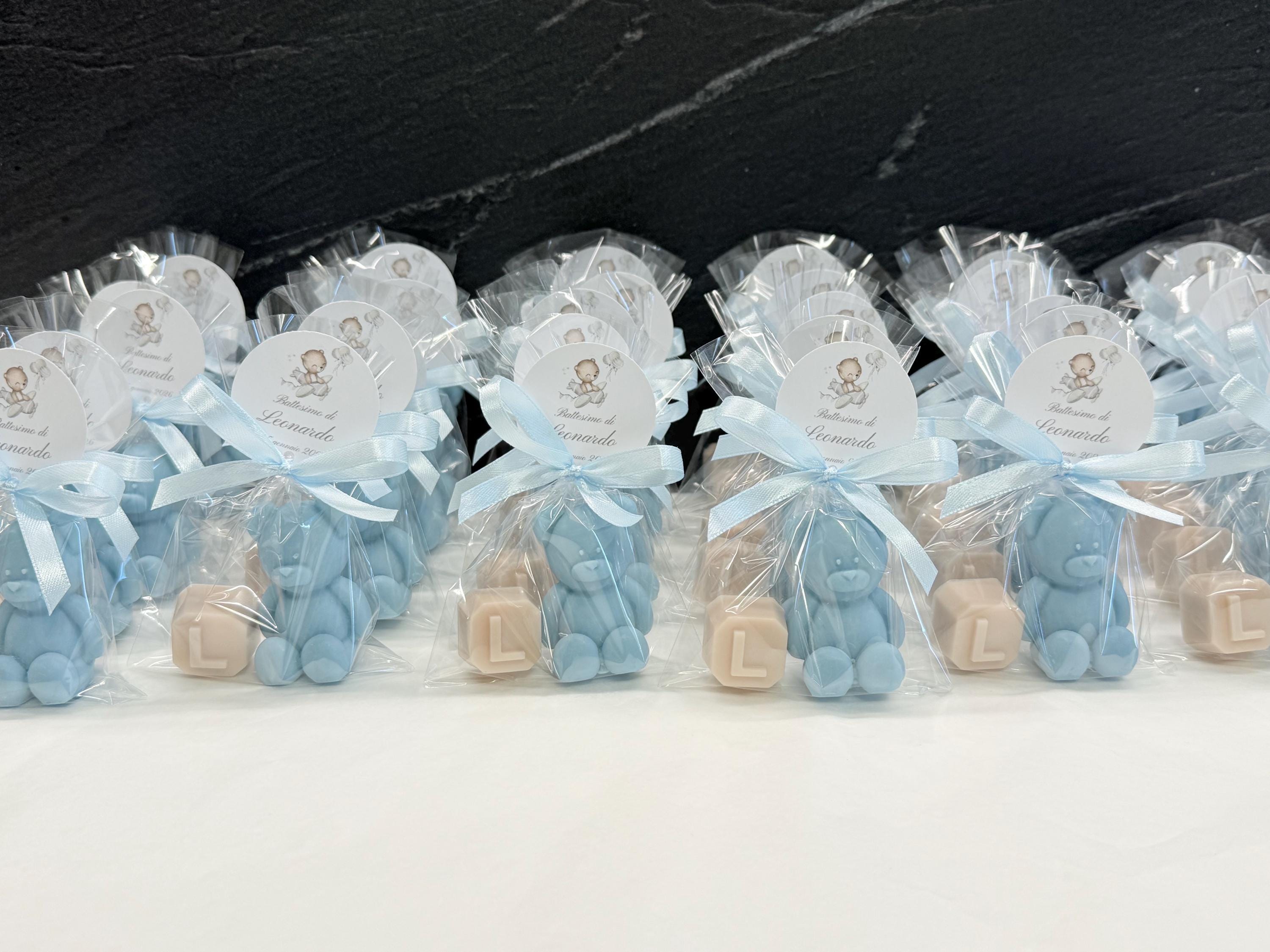 "TEDDY BEAR + LETTER" SOAP with clear bag and personalized tag