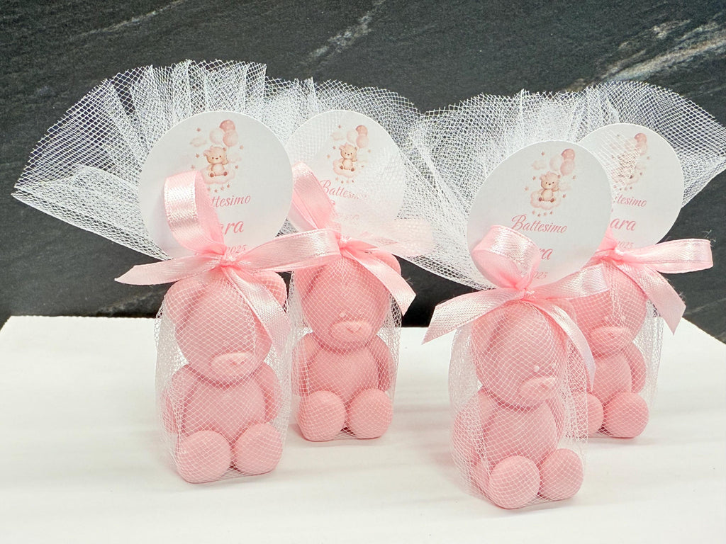 SAPONE "ORSETTO" con tulle e tag personalizzato